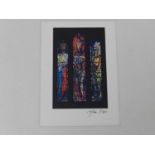 PIPER, JOHN, artist (1903-1992), mounted postcard of a stained glass window, the mount signed by the