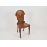 A 19th century mahogany hall chair and five 19th century mahogany dining chairs