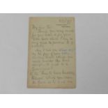 NIGHTINGALE, Florence, Nursing Pioneer (1820-1910) Autograph letter signed, in pencil to John