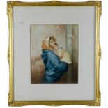 A.L. Tieri (19th Century) Watercolour of a Mother and Child