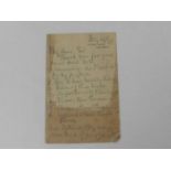 NIGHTINGALE, Florence, Nursing Pioneer (1820-1910). Autograph letter signed. In pencil to John