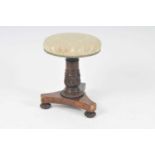 A 19th century rosewood veneered piano stool (for restoration) 42cm high, 34cm in diameter.Condition