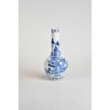 A Chinese blue and white bottle vase, Kangxi four-character mark but 19th century, decorated with