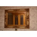 A reproduction giltwood overmantel mirror, moulded with cracklure effect frame, 76cm x 101cm,