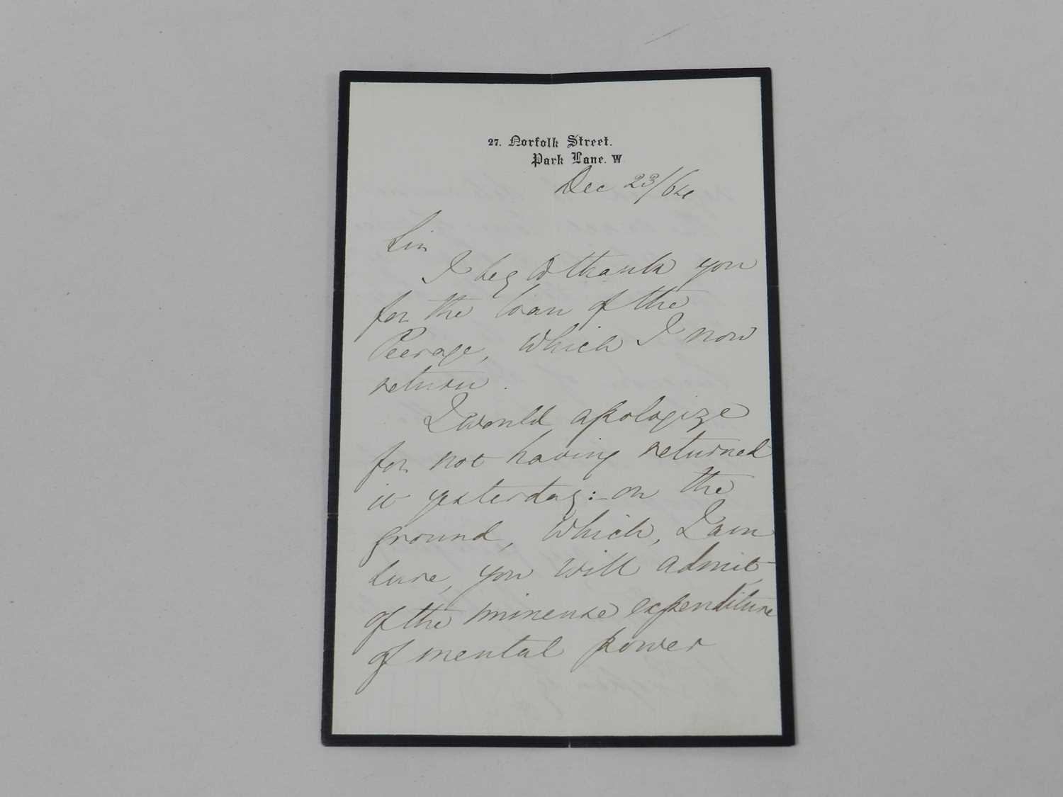 NIGHTINGALE, Florence, Nursing Pioneer (1820-1910) Autograph letter signed to J.W Cooper, apparently