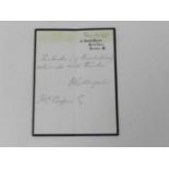 NIGHTINGALE, Florence, nursing pioneer (1820-1910) Autograph note signed. In pencil on mourning