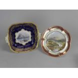 Two Coalport named view plates late 19th and early 20th centuries comprising a square dessert