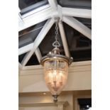 A pair of large and fine Clive Christian silvered metal and cut glass ceiling lights, with moulded