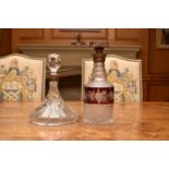 Two silver mounted glass decanters