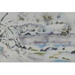 Bradley (20th Century) Pair of Snowy Landscapes watercolour