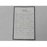 NIGHTINGALE, Florence, nursing pioneer (1820-1910) Autograph letter to a Mr Cooper, returning the