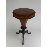 A Victorian walnut , trumpet-form work table