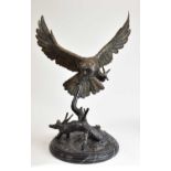 After Jules Moigniez, Great Horned Owl, first half 20th century, a very large bronze figure of an
