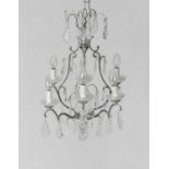 Two cut glass six-light chandeliers