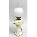 Moore Brothers porcelain oil lamp, late 19th century