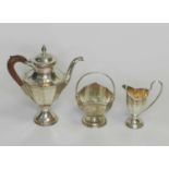 A Neoclassical style three piece silver tea service