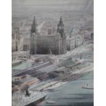 Gordon Hemm (British 20th Century) The Royal Liver Building from the Air