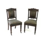 Six Edwardian oak dining chairs and a pair of side chairs