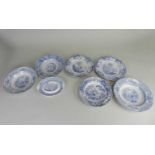 A collection of Staffordshire blue and white transfer-printed pottery