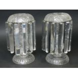 A pair of Edwardian cut glass lustres