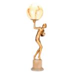 An Art Deco spelter figural lamp