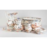 A late 19th century Staffordshire chinoiserie bathroom set