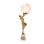 An Art Deco spelter figural lamp