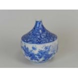 A Japanese Arita blue and white bottle vase, Taisho period, of mallet shape with narrow neck and