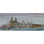 Rosie Lennon (British Contemporary), Liver Building and Mersey Frontage, Liverpool