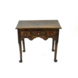 A George II style, oak and burr wood veneered lowboy-form side table