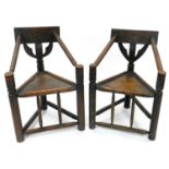Two Victorian carved and stained oak Turner's chairs