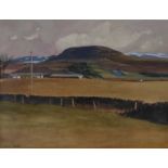 Jack Firth RSW (British b.1917) Landscape with farm and hill in the distance