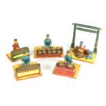 A set of recent vintage painted wood Indonesian Gamelan figures