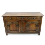 A 20th century, 17th century style, oak dresser base