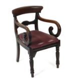 A William IV mahogany elbow chair and a Victorian oak hall chair (2)