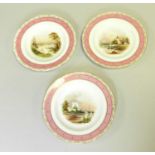 Three Victorian named view dessert plates