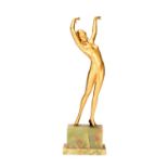 In the manner of Josef Lorenzl, an Art Deco figurine of a dancing nude lady