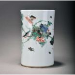 A Chinese famille verte sleeve vase, probably Kangxi