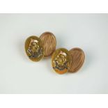 A pair 9ct gold and enamel cufflinks