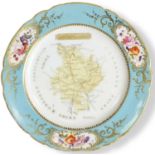 An unusual Coalport porcelain plate with a map of ‘Huntingdonsh’ (Huntingdonshire) circa 1840-50