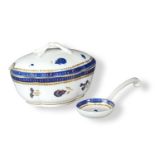 Caughley 'Dresden Flowers' dessert tureen, cover and ladle