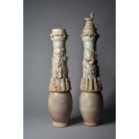 Two Chinese funerary vases, Qingbai
