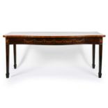 A George III mahogany and satinwood crossbanded, serpentine shaped serving table