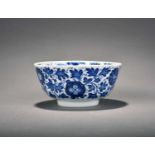 A Chinese blue and white bowl, Qing Dynasty, 19th century