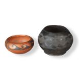 A Native American Hopi bowl and San Ildefenso blackware bowl