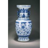 A very large Chinese blue and white vase