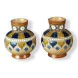 A pair of James Stiff & Sons Lambeth stoneware vases