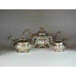 A George IV three piece silver tea service