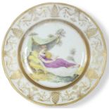 A Coalport porcelain plate circa 1805-10 of lobed, circular form, centrally decorated by W. Fletcher