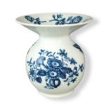 A Caughley spittoon circa 1778-85 transfer-printed in underglaze blue with the Columbine and Ripe